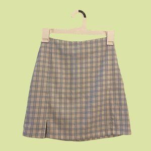 Brandy Melville White and Blue Plaid Mini Skirt